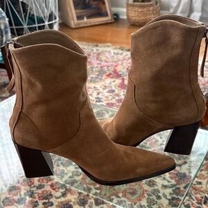 Zara Suede Ankle Boots - Tan